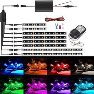 8 PCS Motorcycle LED Strip Lights Waterproof With Key Remote